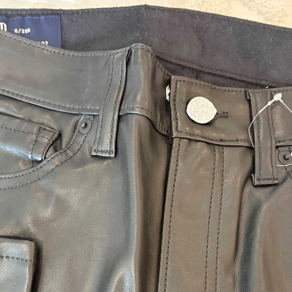 GAP Women's Black Skinny Faux Leather Jeans - Picture 2 of 3